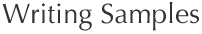 Writing Samples